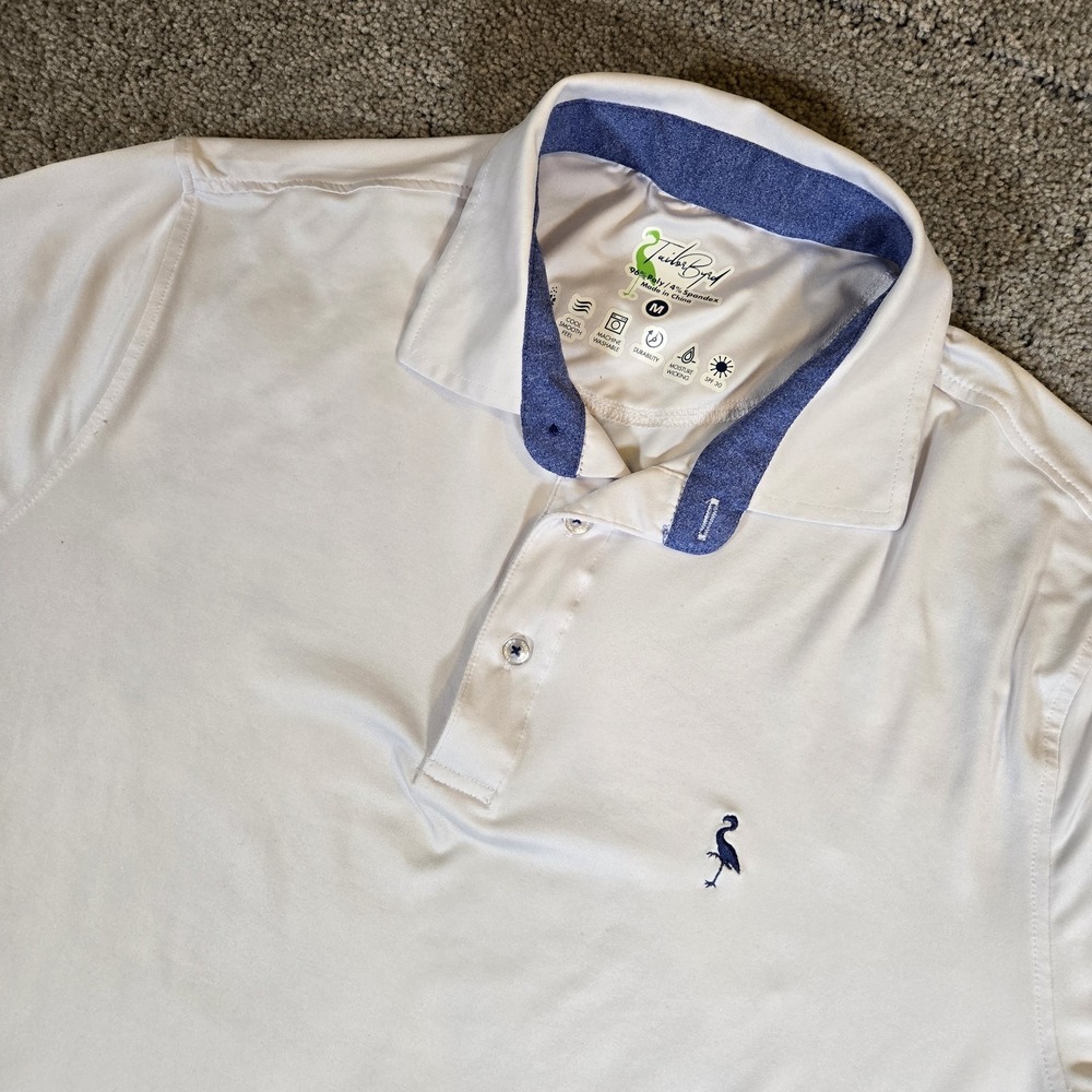 TAILORBYRD Golf Polo Shirt Mens Medium White‎ Bird Logo Short Sleeve Comfort SPF